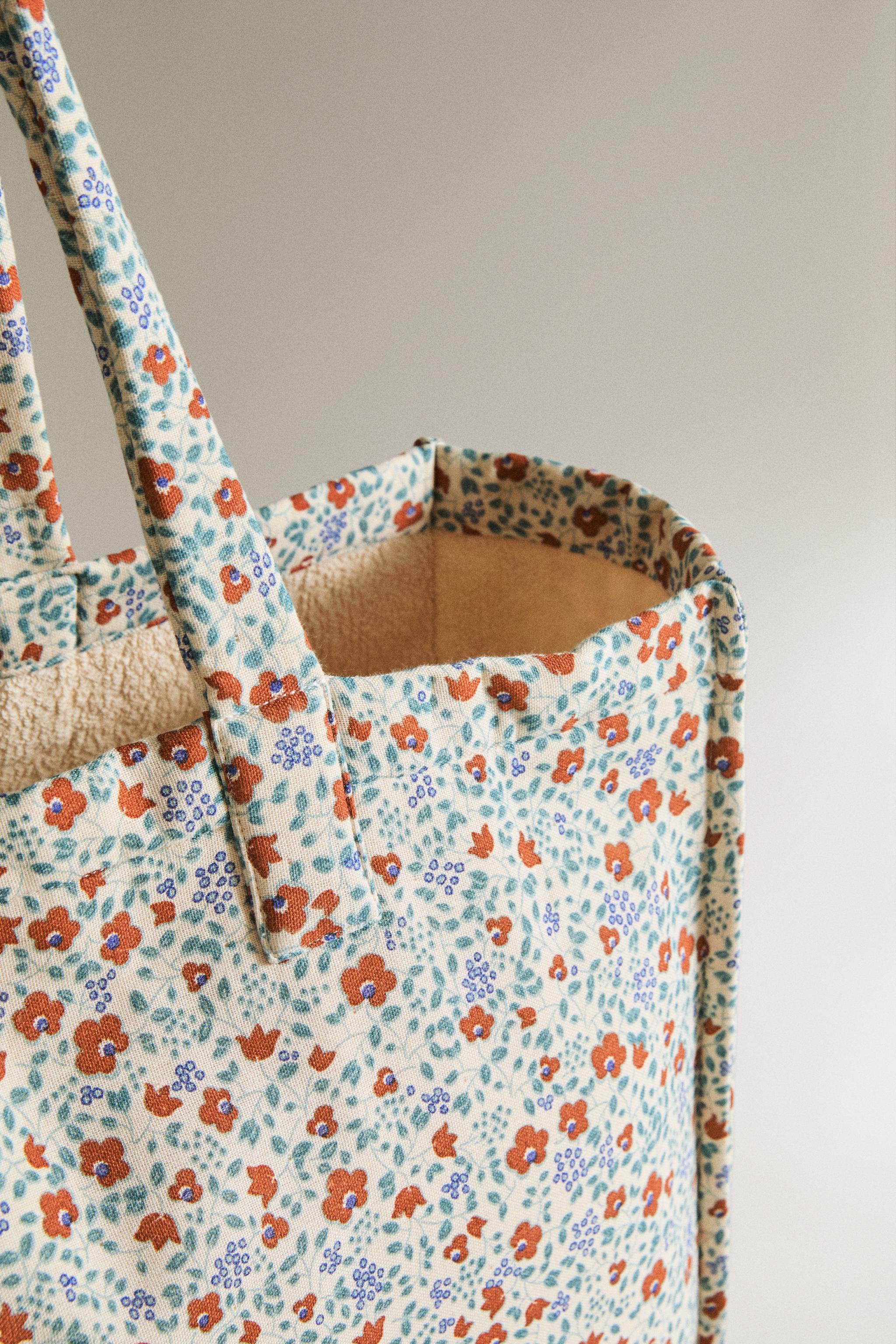 SAC DE PLAGE FLEURI EN COTON